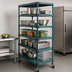 Thumbnail image #3 for QuadPlus Mobile 5-Tier Wire Shelving Starter Unit with Casters, 36W x 21D x 74H, Green Epoxy Finish