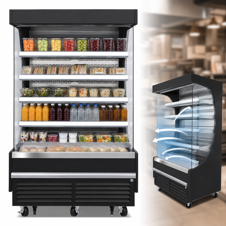 Product image #3 for Everest Refrigeration 60-Inch Vertical Open Display Merchandiser with Bottom-Mount Self-Contained Refrigeration