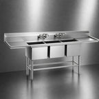Thumbnail image #3 for Eagle Group Spec-Master FN2048-3-30L-14/3 Three-Compartment Stainless Steel Sink, 30-Inch Left Drainboard, 14-Gauge, 85-1/2-Inch
