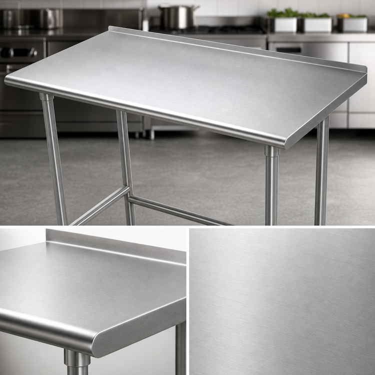 Product image #3 for Advance Tabco 72" x 24" 14-Gauge 304 Stainless Steel Open Base Work Table with 1-1/2" Rear Up-Turn