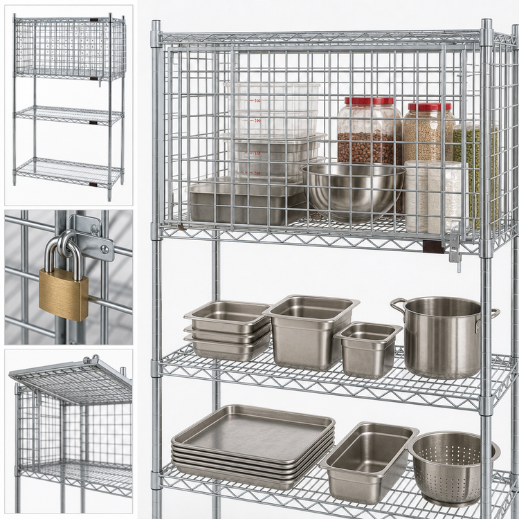 Product image #3 for EAGLEbrite Zinc Security Enclosure Kit for Wire Shelving, 21 x 60 Inches, Single Flip-Up Door