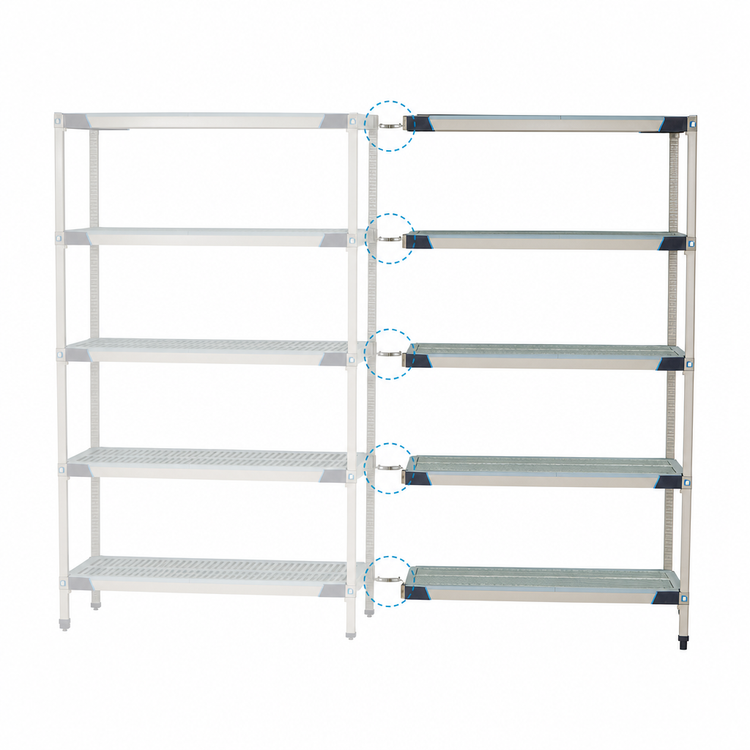 Product image #3 for MetroMax i 5-Tier Add-On Polymer Shelving Unit, 42"W x 18"D x 74"H, Blue