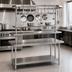 Thumbnail image #3 for Advance Tabco SCT-84 84-Inch Circular Table-Mounted Stainless Steel Pot Rack with 18 Hooks and Utensil Rack