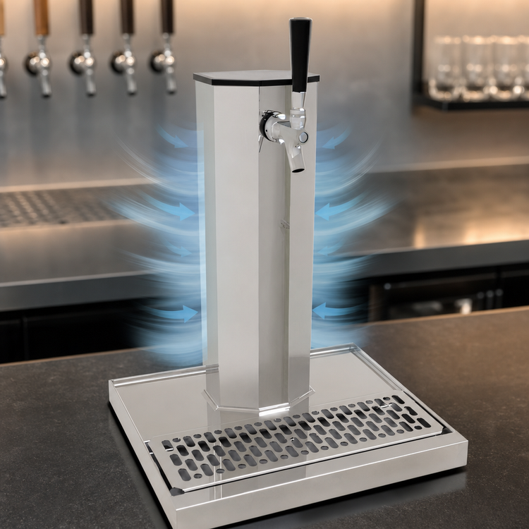 Product image #3 for Glastender Countertop Air-Cooled Column Draft Dispensing Tower, 1 Faucet, Polished Chrome Finish