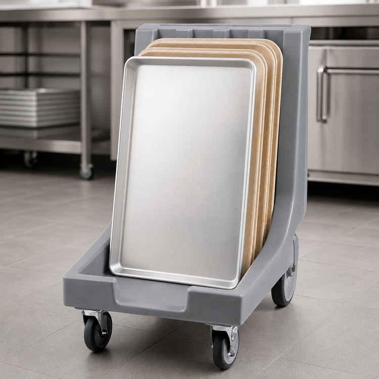 Product image #4 for Cambro Camdolly Tray and Sheet Pan Dolly with Handle, Easy Wheels, 300 lb Capacity, Charcoal Gray