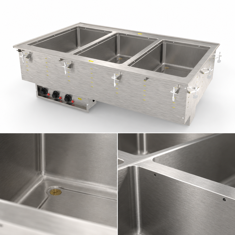 Product image #3 for Vollrath 3-Well Electric Drop-In Hot Food Well with 316 Marine-Grade Stainless Steel Wells