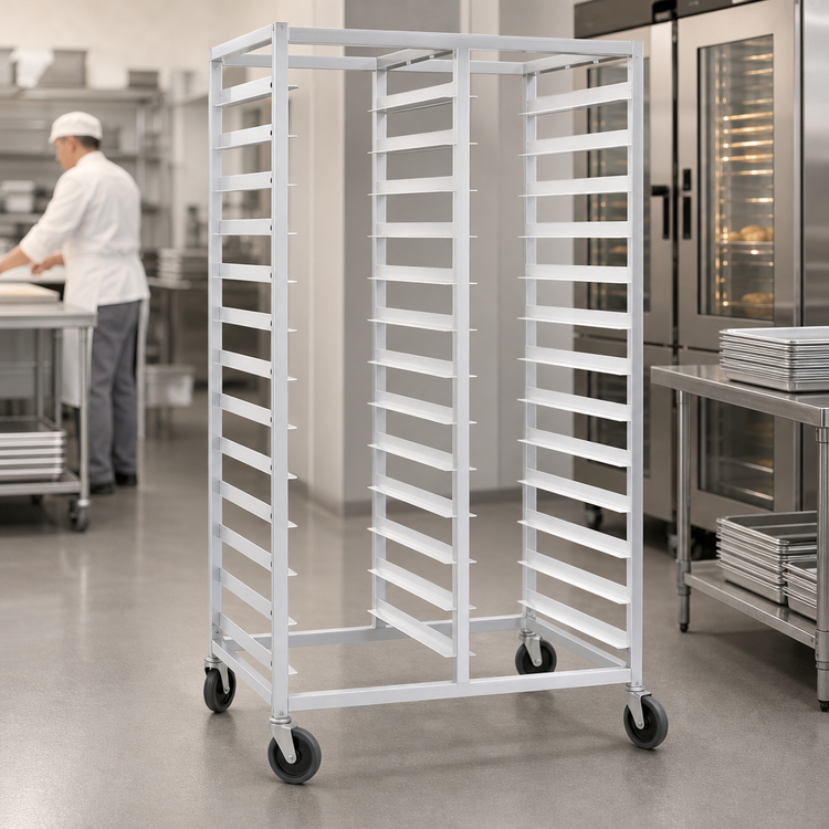 Product image #3 for Panco Mobile Double-Compartment Tray Rack for 18 x 26-Inch Trays, Front Loading, Open Frame