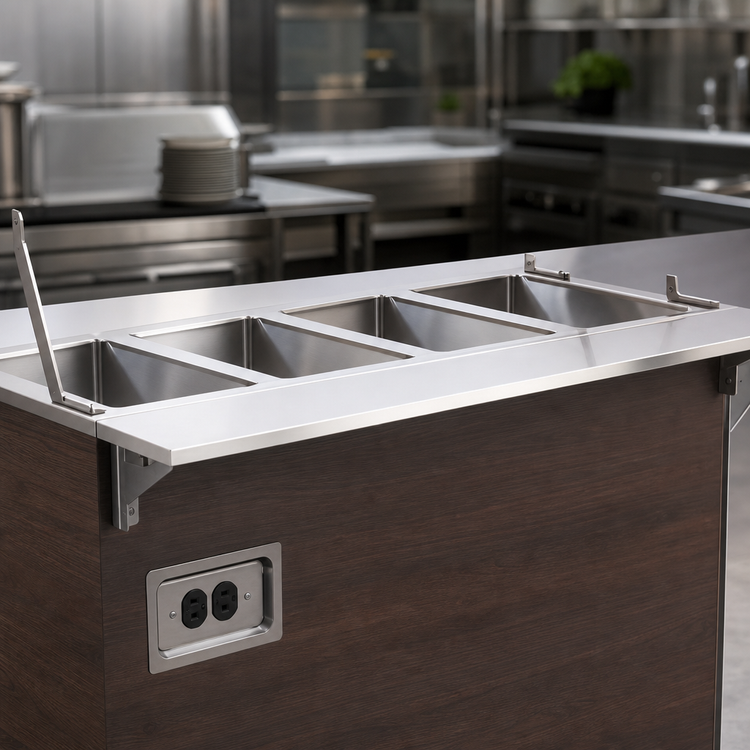 Product image #3 for Vollrath 2-Series Affordable Portable 24-Inch Stainless Steel Fold-Down Plate Rest with Mounting Kit