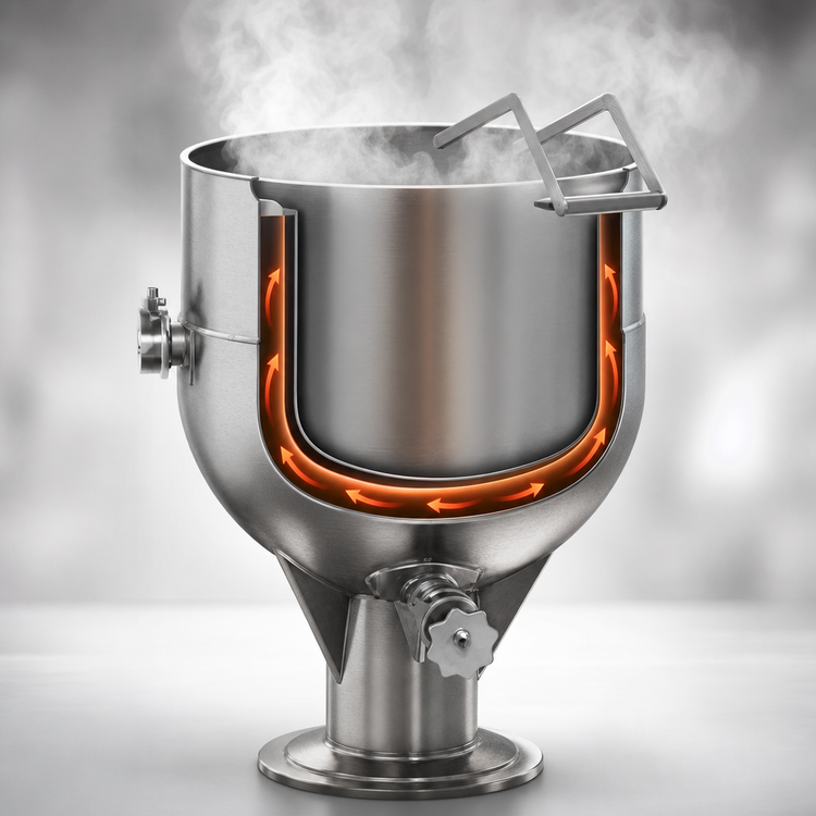 Product image #3 for Legion LP-80 80-Gallon Stationary Direct Steam Kettle, 2/3 Jacketed, Pedestal Base