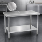 Thumbnail image #3 for Eagle Group Spec-Master T2472EM 72" x 24" Stainless Steel Flat Top Work Table with Adjustable Galvanized Undershelf, 14-Gauge 300 Series Top