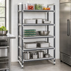 Thumbnail image #3 for Cambro Camshelving® Elements EXU243064V5480 5-Tier Vented Stationary Starter Polymer Shelving Unit, 24 x 30 x 64 in, Speckled Gray
