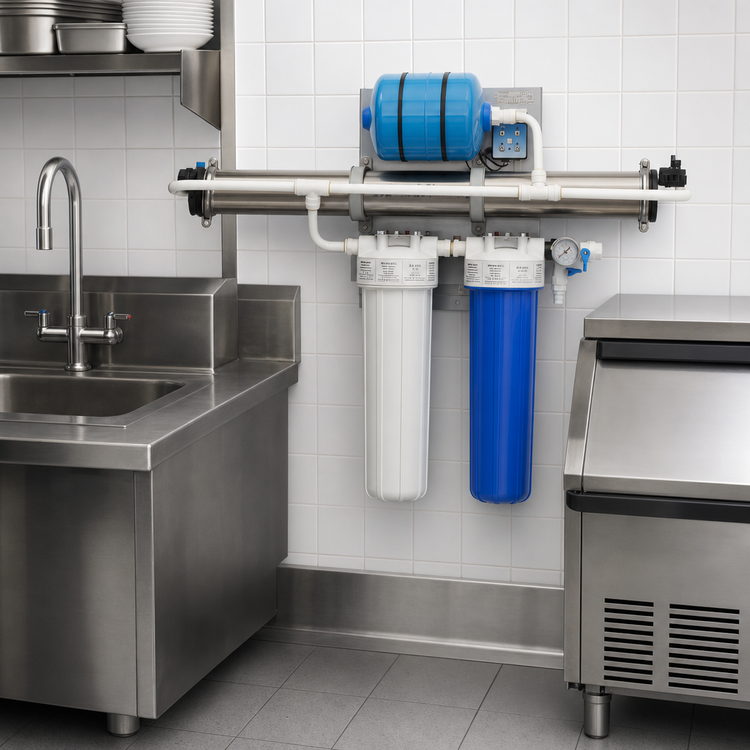 Product image #3 for Antunes Vizion VZN-541H-T5 Horizontal Ultrafiltration Water Filtration System with Carbon and TAC Cartridges, 15 GPM