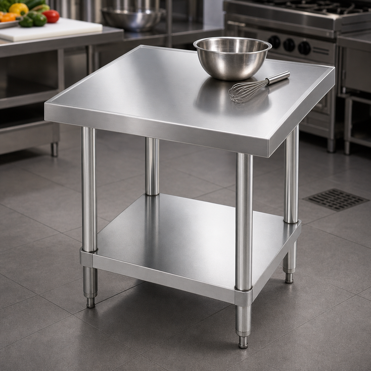 Product image #3 for Advance Tabco Budget Equipment Stand with 430 Stainless Steel Top and Galvanized Adjustable Undershelf, 36 x 30 x 24 Inches