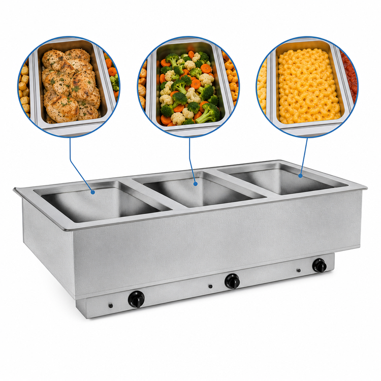 Product image #3 for Atlas Metal WIH-6 6-Well Electric Hot Food Drop-In Well Unit
