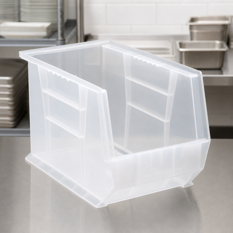 Product image #4 for Quantum Clear Stack and Hang Bin with Divider Slot, 8-1/4 x 13-5/8 x 8 Inches