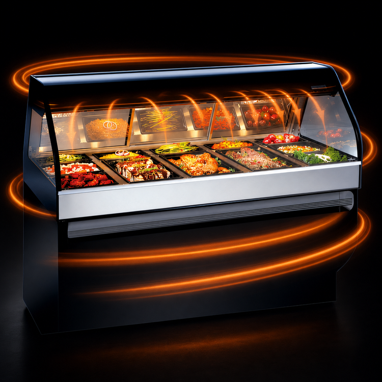 Product image #3 for Alto-Shaam Halo Heat ED3SYS-72 72-Inch Full-Service Heated Display Case with Curved Glass and Stationary Base