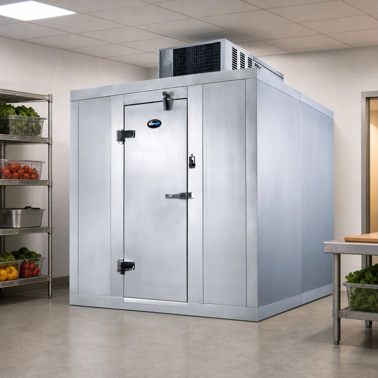 Product image #3 for AmeriKooler Indoor Quick Ship Floorless Walk-In Cooler, 8' x 8' x 7'-2 1/4", Top-Mount Self-Contained R-448A