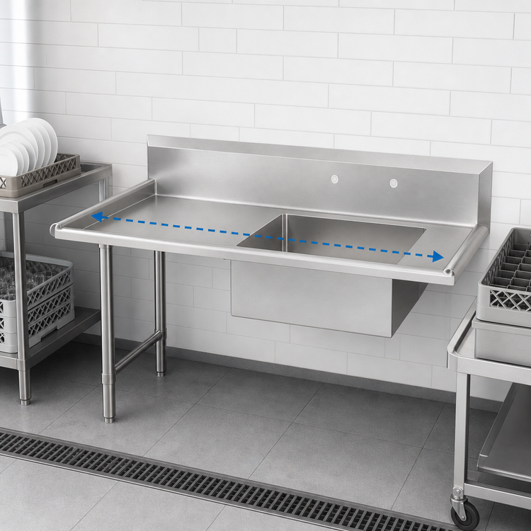 Product image #3 for John Boos Pro-Bowl 72-Inch Straight Left-to-Right Soiled Dishtable with 20 x 20 x 8 Pre-Rinse Sink Bowl