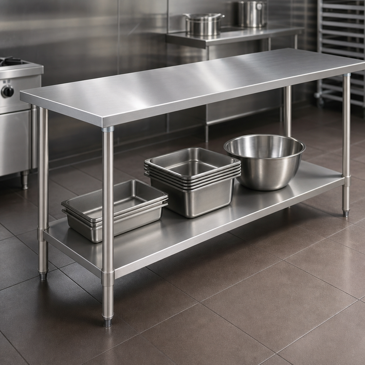Product image #3 for Eagle Group Budget Series 84 x 24-Inch 430 Stainless Steel Work Table with Adjustable Undershelf