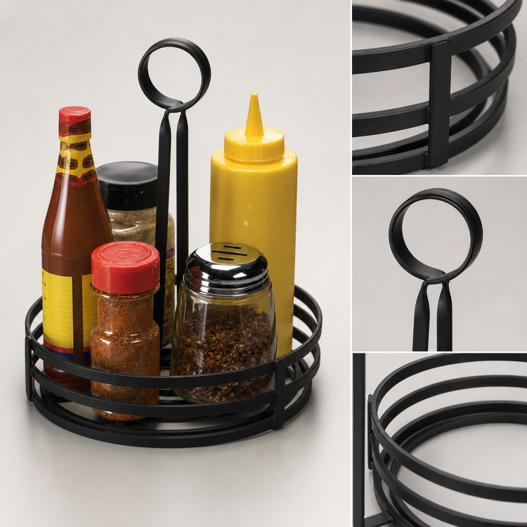 Product image #3 for American Metalcraft Round Flat Coil Wrought Iron Condiment Basket, Black