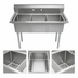 Thumbnail image #3 for Omcan USA Three-Compartment Pot Sink with 18 x 18 x 11 Inch Bowls, 304 Stainless Steel, No Drainboard