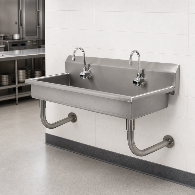 Product image #3 for Advance Tabco Multiwash Wall-Mounted Stainless Steel Hand Sink with 2 Electronic Faucets, 40 Inch