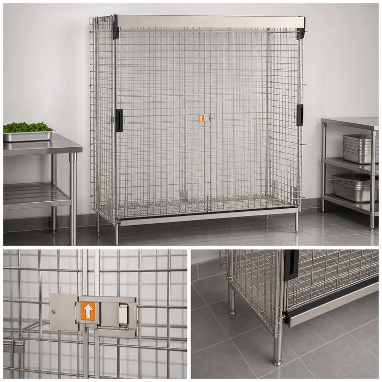 Product image #3 for Metro Super Erecta Stainless Steel Stationary Security Cage with Sliding Doors, Fits 24 x 60 Shelves