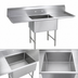 Thumbnail image #3 for One Compartment Double Drainboard Stainless Steel Sink with 18 x 24 x 14 Bowl, 24-Inch Drainboards, and Stainless Steel Legs