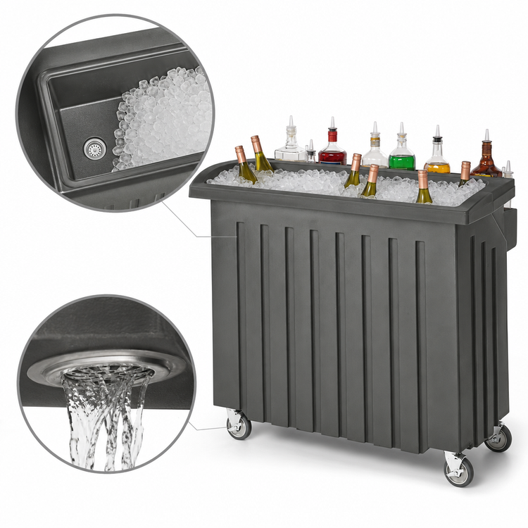Product image #4 for Cambro Cambar 54-Inch Portable Beverage Bar with 80 lb. Ice Sink, 5-Bottle Speed Rail and Vinyl Cover, Granite Gray