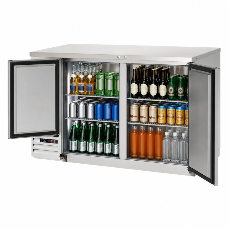 Product image #3 for Everest Refrigeration EBB48-SS 49-Inch Two-Section Back Bar Refrigerator, 14 Cu. Ft., Solid Doors, Stainless Steel