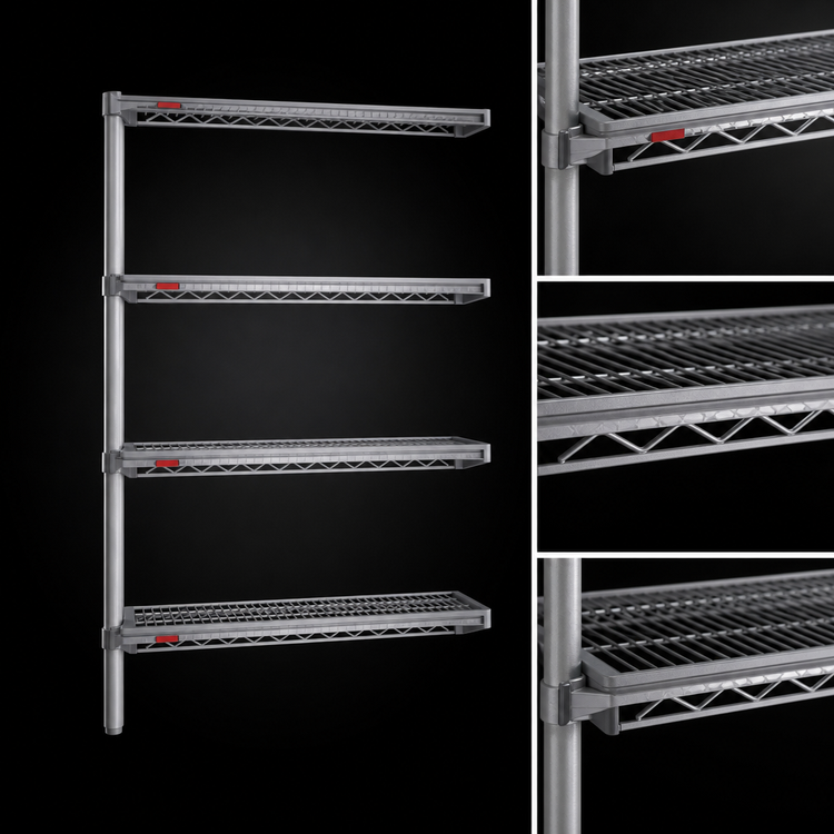 Product image #3 for Eagle Valu-Master 4-Tier Add-On Wire Shelving Unit, 24 x 21 x 74 Inches, Pewter Gray Epoxy