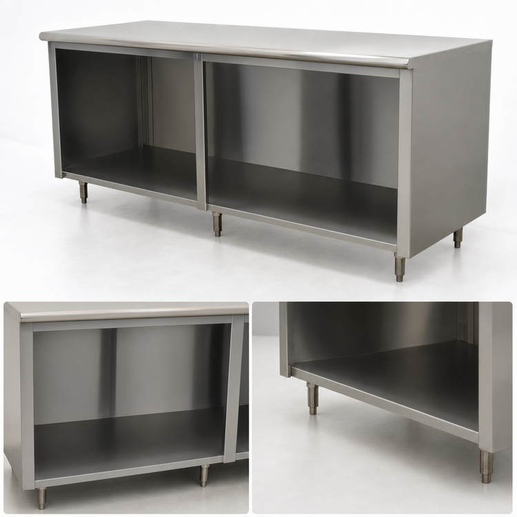Product image #3 for Advance Tabco Special Value Series Economy Open Base Work Table, 96" W x 30" D, 16 Gauge 304 Stainless Steel Flat Top
