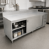 Thumbnail image #3 for 72-Inch Stainless Steel Cabinet Base Work Table with Sliding Doors and 3 Drawers, 30-Inch Deep, 6-Inch Backsplash
