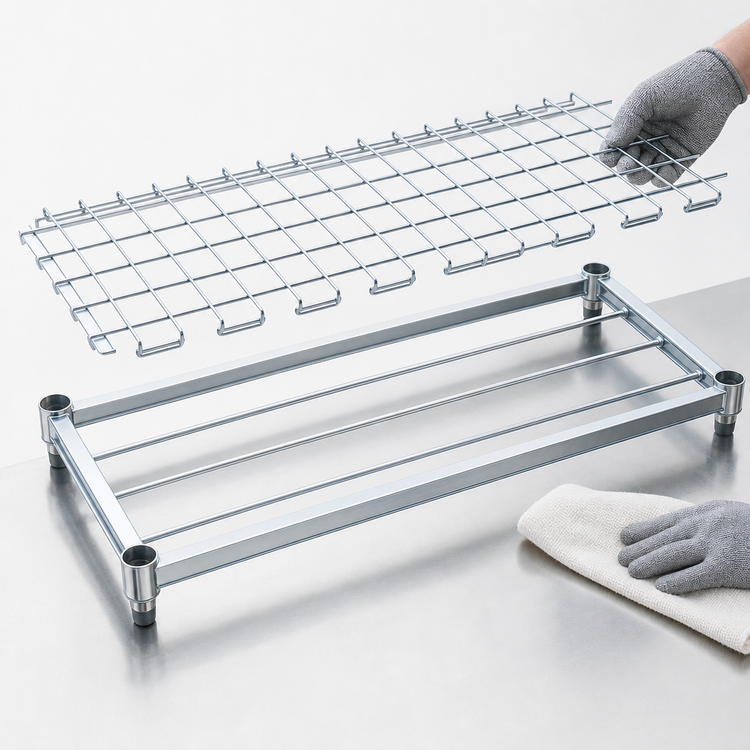 Product image #3 for Metro Super Erecta 24" x 60" Chrome Wire Dunnage Shelf with Lift-Off Deck