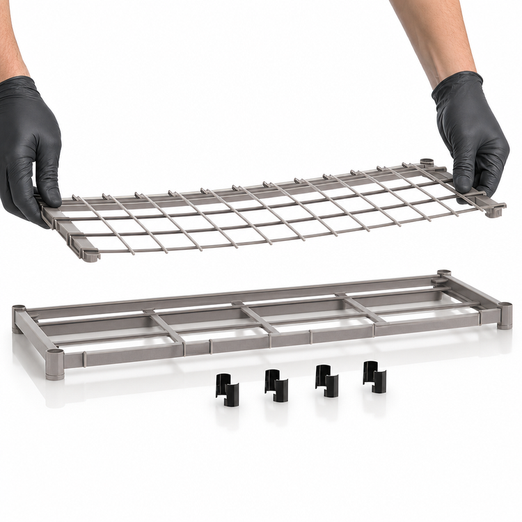 Product image #3 for Metro Super Erecta 48 Inch W x 18 Inch D Wire Deck Dunnage Shelf, Gray Epoxy-Coated with Microban