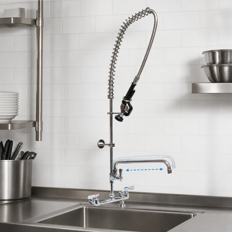 Product image #3 for BK Resources WorkForce 8-Inch Splash-Mount Pre-Rinse Assembly with 12-Inch Add-On Faucet