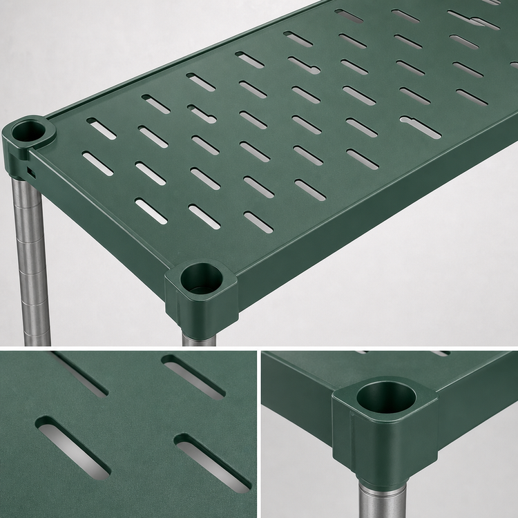 Product image #3 for Eagle Group Quik-Set Louvered Shelf, 42 Inch W x 24 Inch D, 14 Gauge Galvanized Steel, Green Epoxy Finish