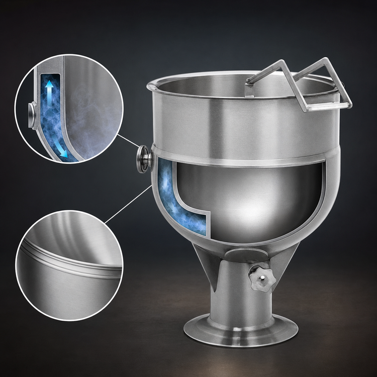 Product image #3 for Legion LP-20 20 Gallon Stationary Direct Steam Kettle, 2/3 Jacketed, Pedestal Mounted