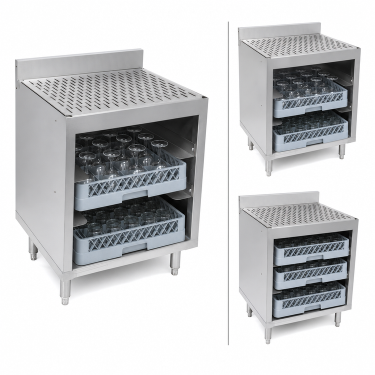 Product image #3 for John Boos Underbar Glass Rack Storage Unit with Drainboard and Open Front Base, 24 x 21 x 32.5 Inches