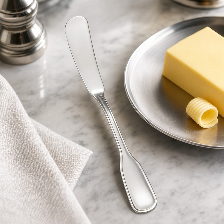 Product image #4 for Oxford 7-Inch Extra-Heavy 18/8 Stainless Steel Butter Spreader — Mirror Finish