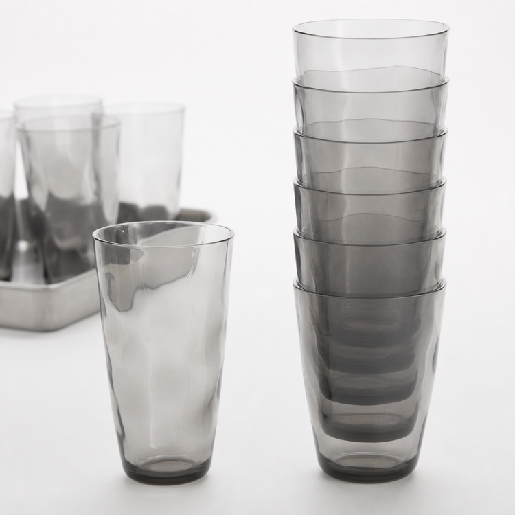 Product image #4 for American Metalcraft Stackable 18 oz Tritan Plastic Highball Glass, Smoke Gray