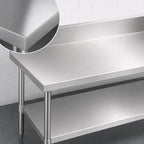 Thumbnail image #3 for Duke Manufacturing 314-2472-10R 72-Inch x 24-Inch 14-Gauge Stainless Steel Work Table with 10-Inch Riser and Galvanized Undershelf