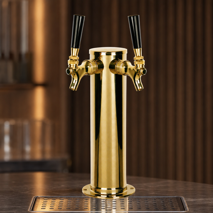 Product image #3 for Micro Matic D4743DT-PVD Air-Cooled 3-Inch Single Column 2-Faucet Draft Beer Tower with PVD Brass Finish