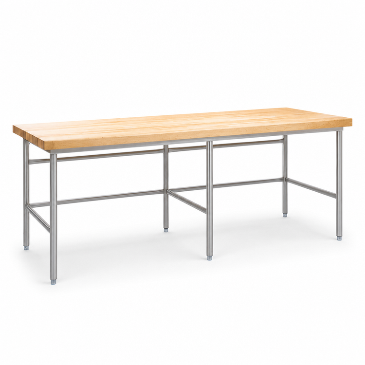 Product image #3 for John Boos Baker's Table Frame for 72 x 30 Inch Top with Stainless Steel Legs and Bin Stops