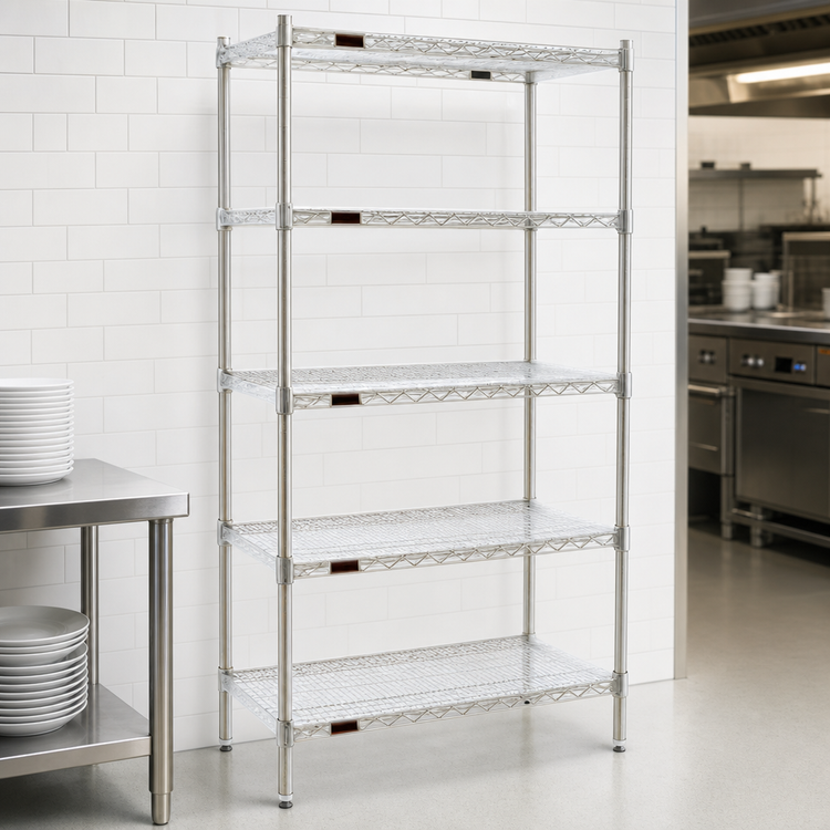 Product image #3 for EAGLEbrite 5-Tier Starter Wire Shelving Unit with QuadTruss, 36W x 18D x 74H, Zinc Finish