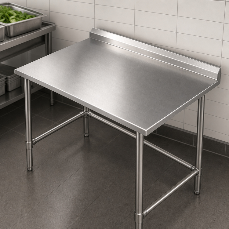 Product image #3 for 30" x 30" 18-Gauge Stainless Steel Corner Work Table with 5" Backsplash