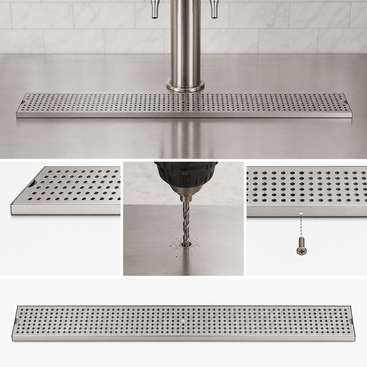 Product image #3 for Micro Matic 45-Inch Surface Mount Stainless Steel Drip Tray with Perforated Grill