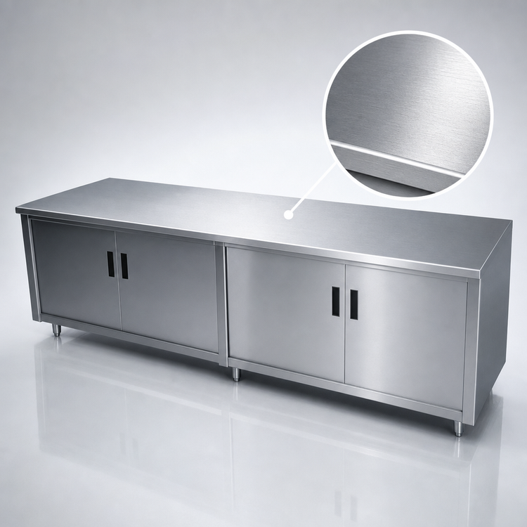 Product image #3 for Advance Tabco Special Value Economy Cabinet Base Enclosed Work Table, 120 x 30 Inches, 16 Gauge 304 Stainless Steel Top