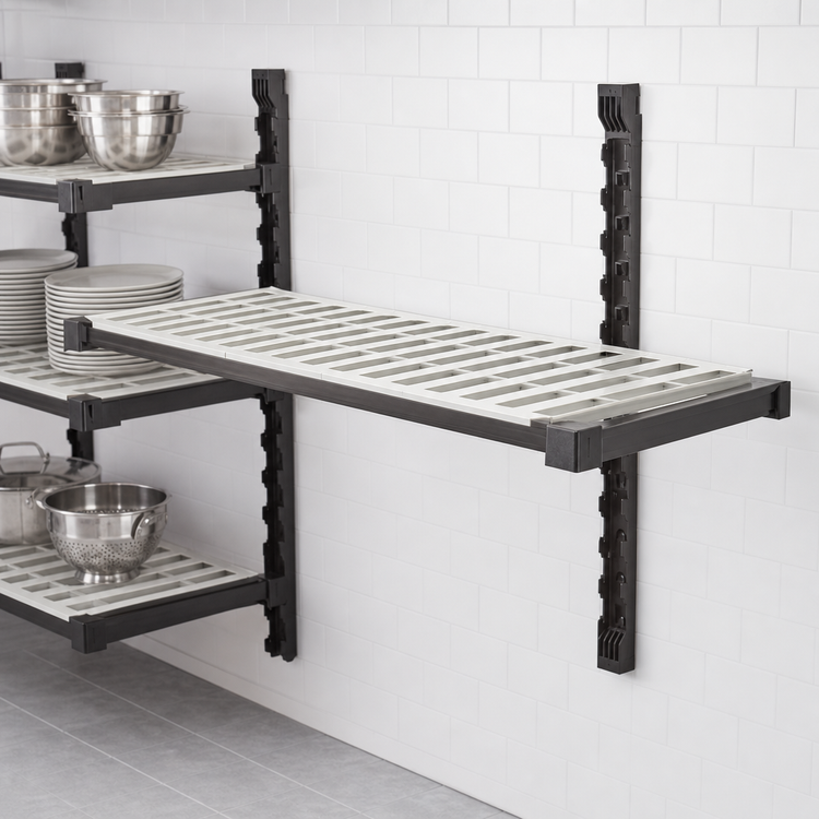 Product image #3 for Cambro Camshelving Elevation Series Wall-Mounted Vented Add-On Shelf Kit, 18 x 24 Inches, Brushed Graphite