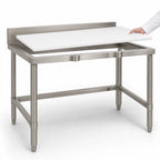 Thumbnail image #3 for Eagle Group TB3672S 72-Inch x 36-Inch Poly Top Trimming Table with 4-Inch Backsplash and Open Stainless Steel Base